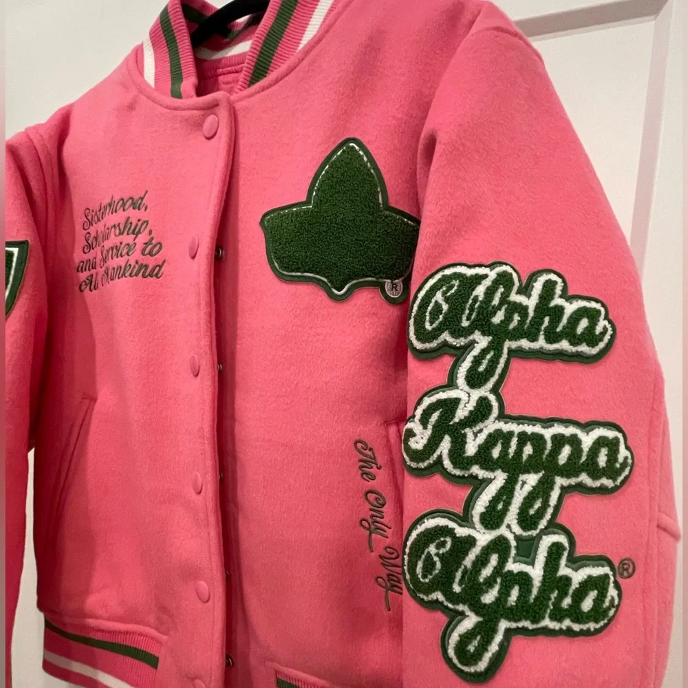 NEW*FULL LENGTH TIMELESS IVY VARSITY AKA LETTERMAN JACKET,PINK Alpha Kappa Alpha - Picture 4 of 8